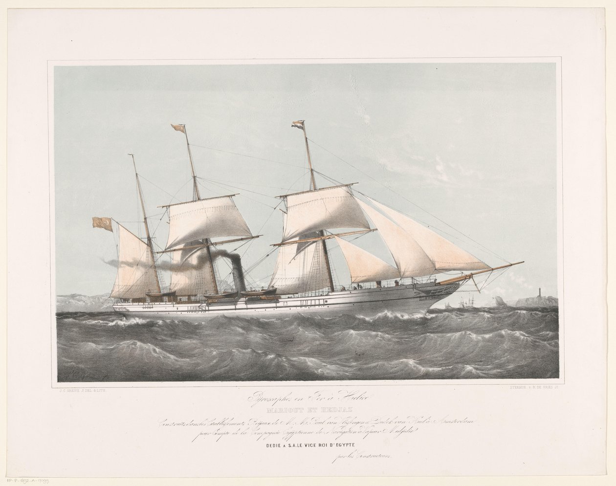 Navire à vapeur Mariout et Hedjaz naviguant en mer - Johan Conrad Greive