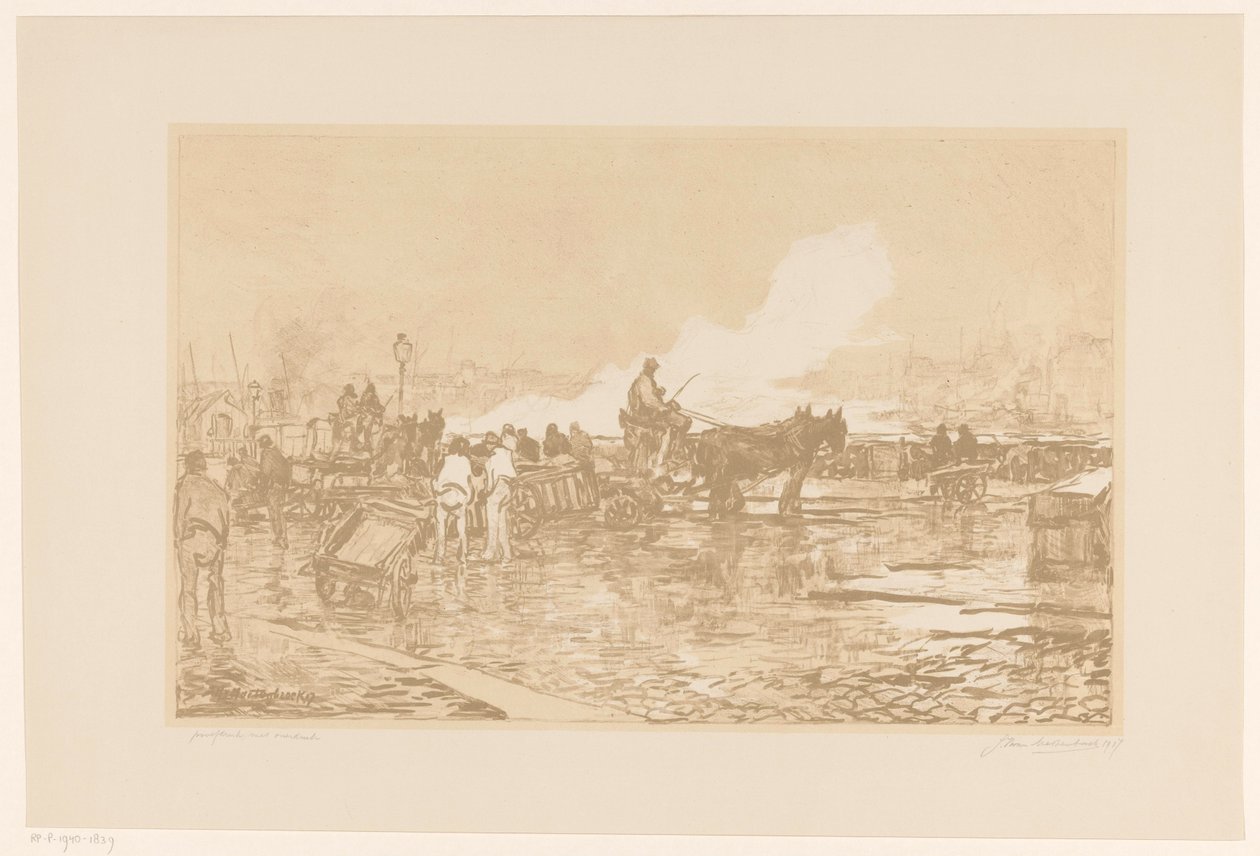 Vue du port à Rotterdam - Johan Hendrik van Mastenbroek (signed by artist)