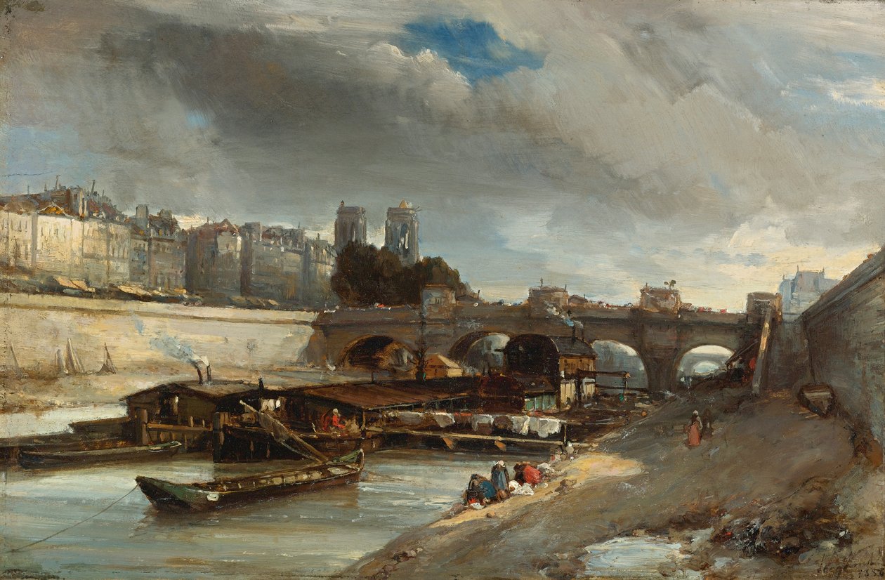 Bateau lavoir près du Pont Neuf, Paris - Johan Jongkind
