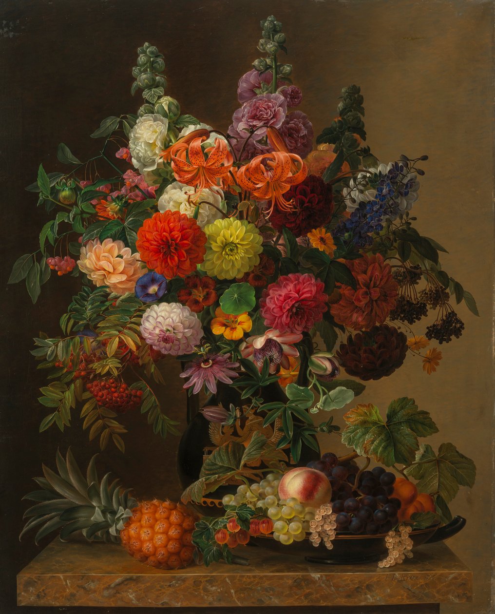 Nature morte avec fleurs et fruits, 1836 - Johan Laurentz Jensen
