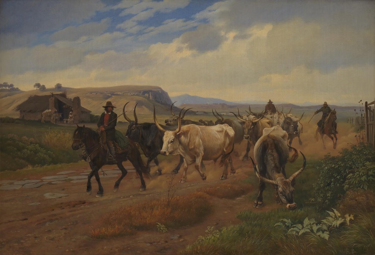 Un troupeau de bœufs dans la campagne romaine - Johan Thomas Lundbye