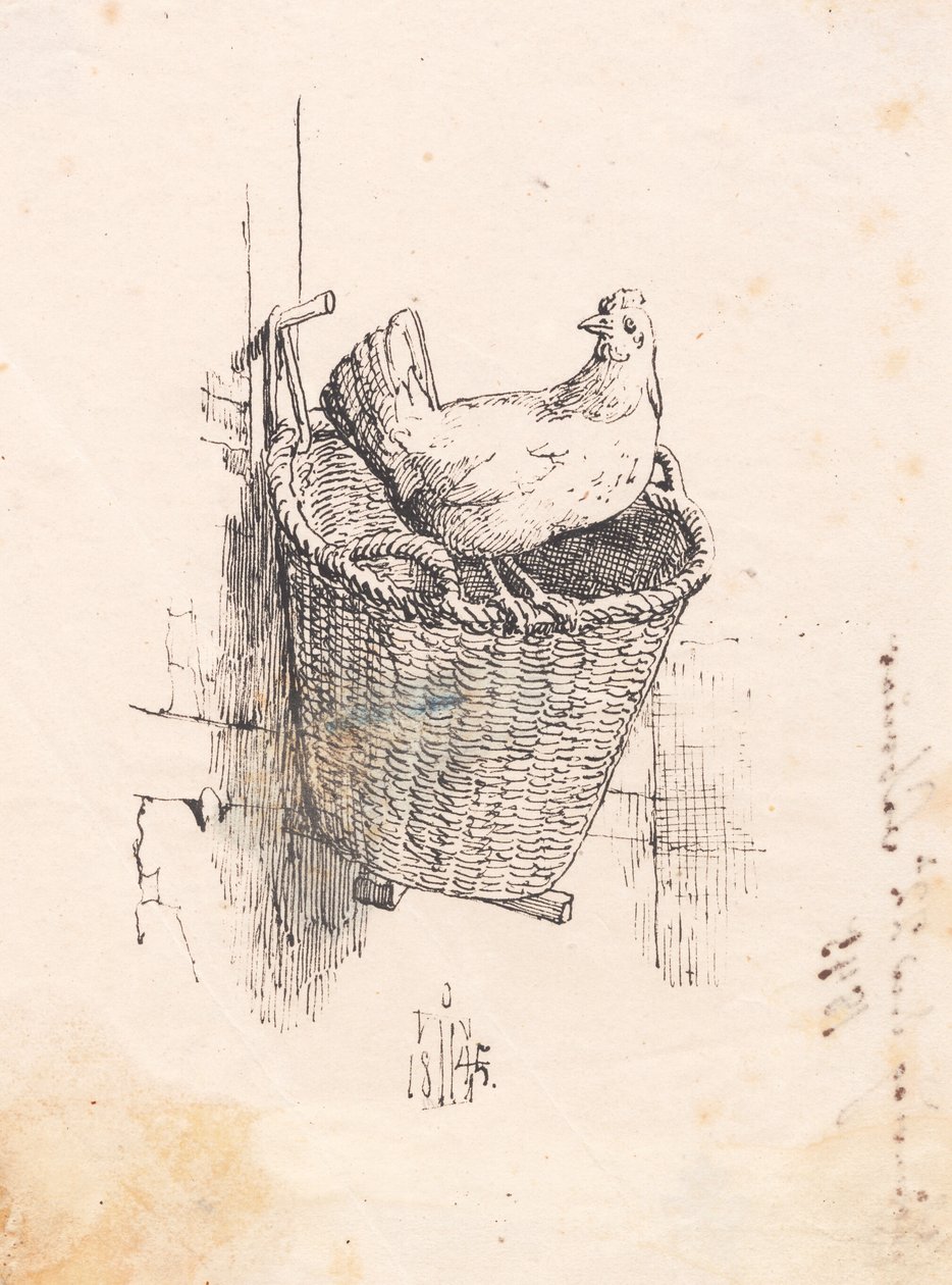 Une poule sur un panier - Johan Thomas Lundbye