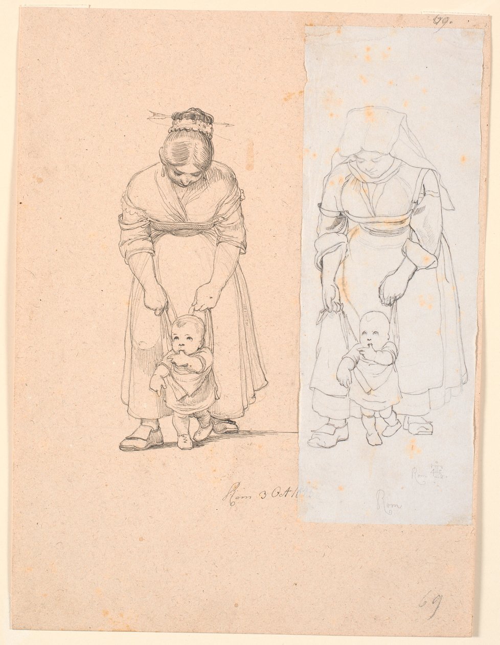 Italienne menant un petit enfant en laisse - Johan Thomas Lundbye