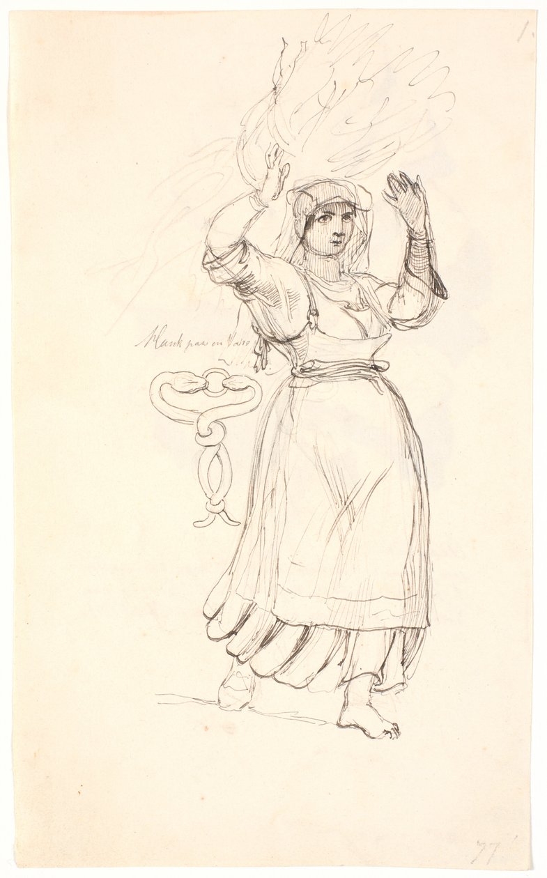 Paysanne italienne avec un fagot sur la tête. Étude d