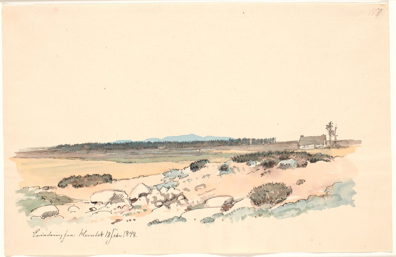Paysage de Hornbæk avec la plantation et Kullen en arrière-plan - Johan Thomas Lundbye