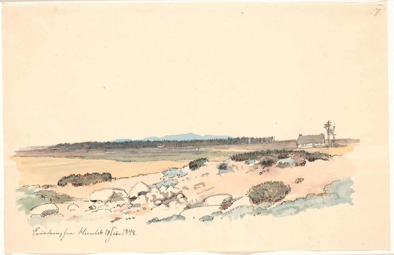 Paysage de Hornbæk avec la plantation et Kullen en arrière-plan - Johan Thomas Lundbye