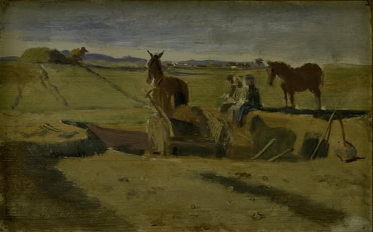 Mergling de la ferme pastorale de Vallekilde, en arrière-plan Hankehøj - Johan Thomas Lundbye