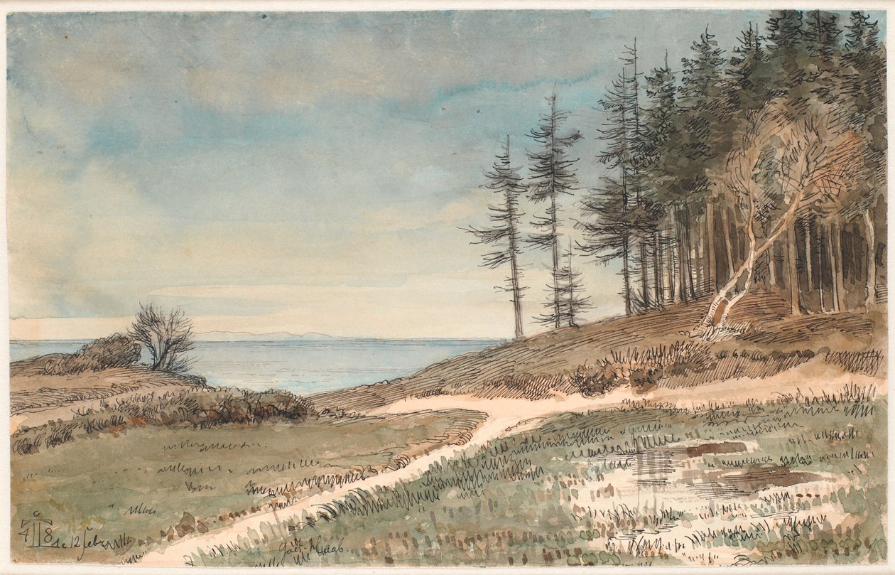 Vue vers Kullen depuis la plage de Hellebæk - Johan Thomas Lundbye