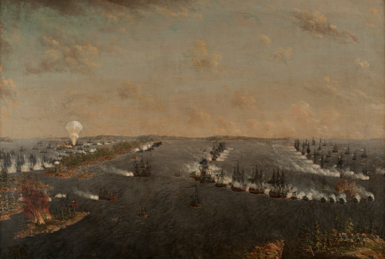 Première bataille russo-suédoise de Rochensalm le 24 août 1789, vers 1790 - Johan Tietrich Schoultz