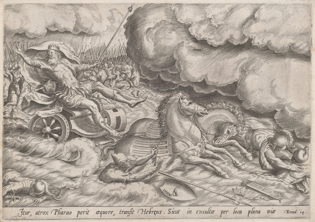 La Traversée de la mer Rouge - Johan Wierix, after Maarten van Cleef