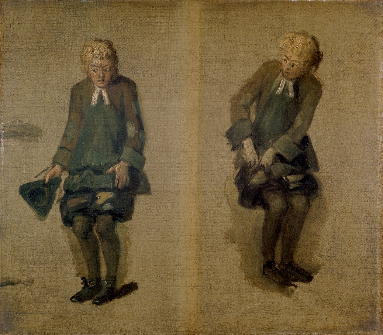 Deux croquis de David Garrick en Abel Drugger dans 