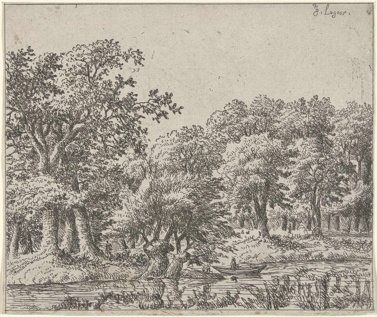 Paysage avec bateau - Johan de Lagoor