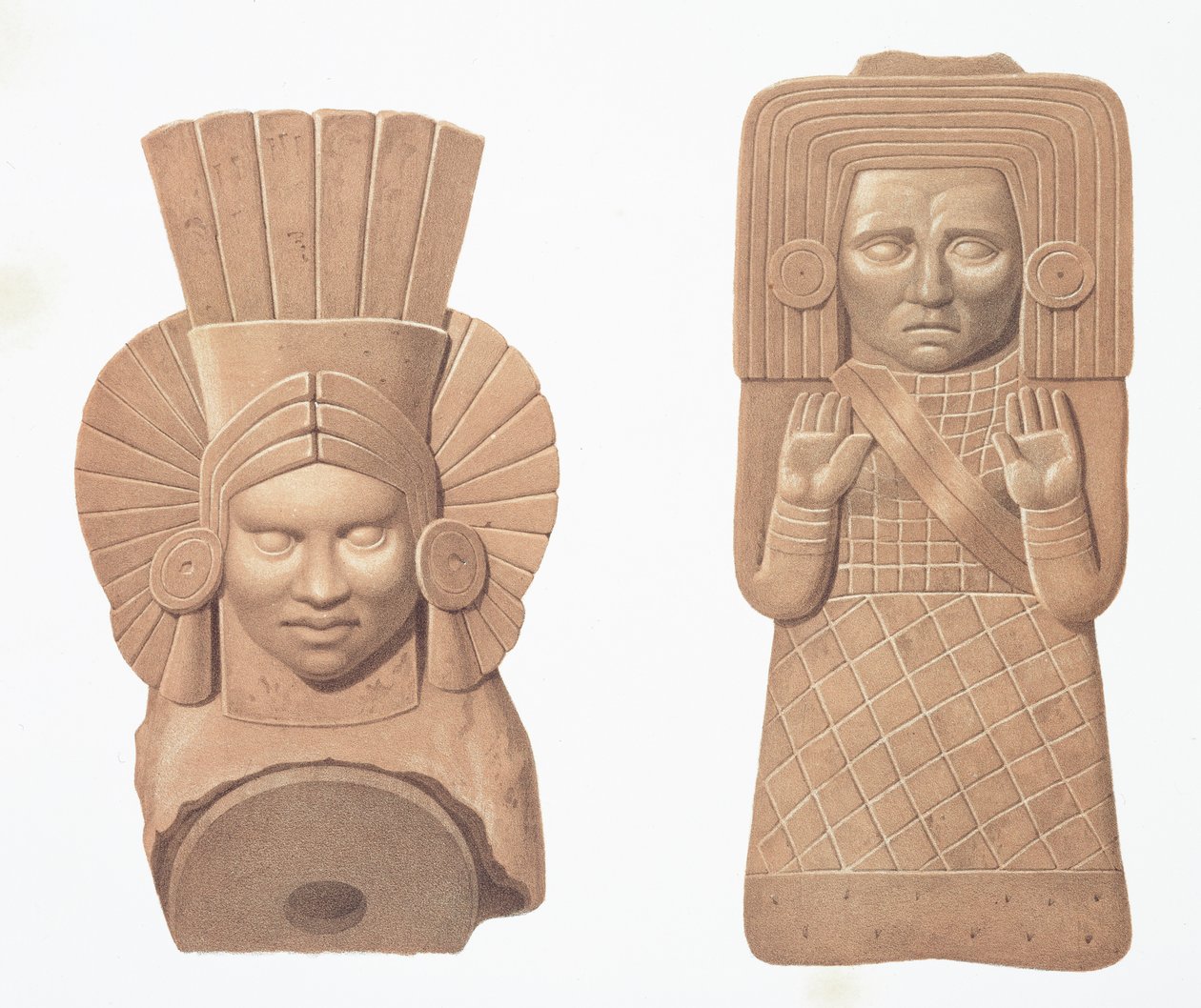 Deux figures en terre cuite de femmes de Palenque, planche de 