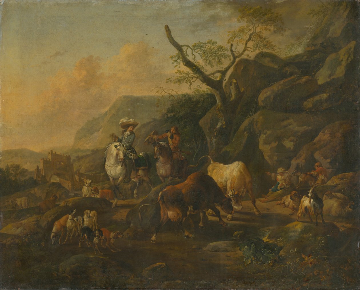 Paysage avec chasseurs - Johann Heinrich Roos