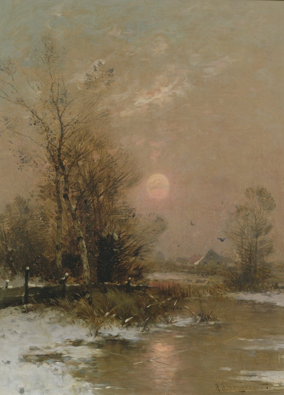 Coucher de soleil en hiver - Johann II Jungblut