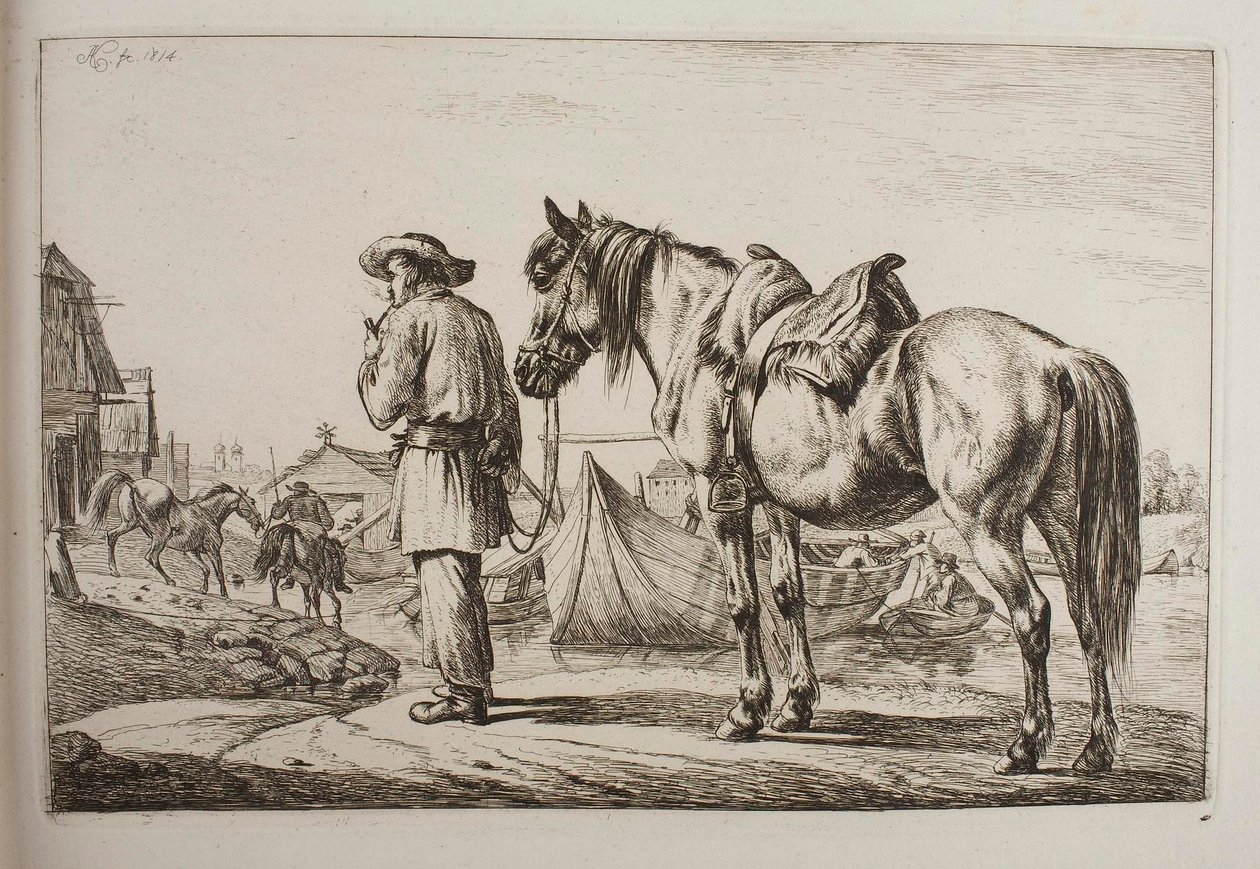 Un Slovaque avec son cheval près d