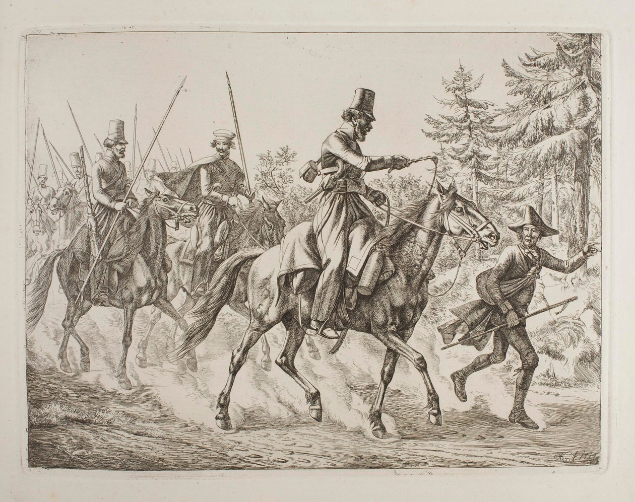 Une troupe de Cosaques avec un guide juif - Johann Adam Klein