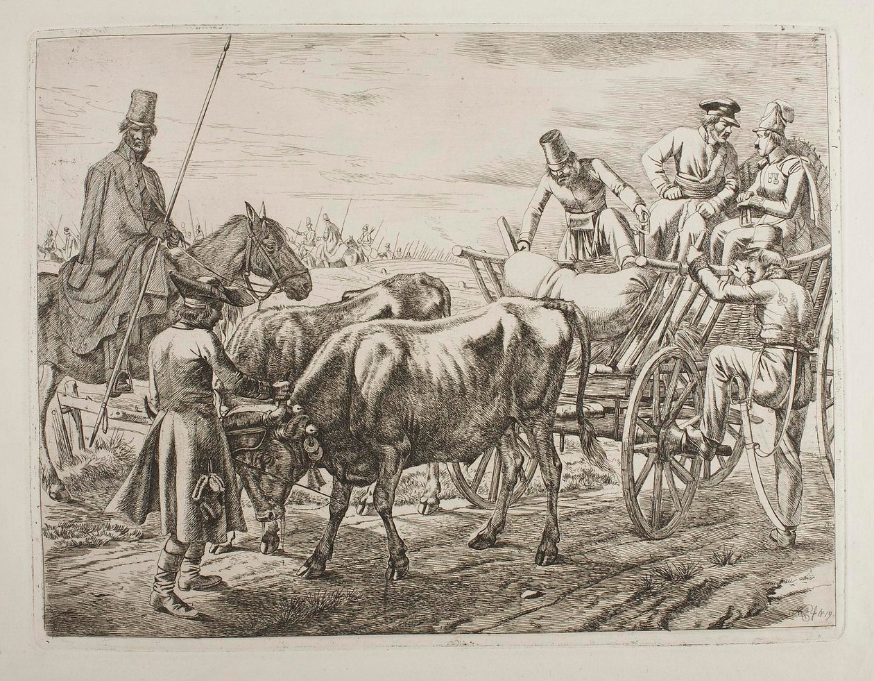 Des cosaques entrent dans un chariot - Johann Adam Klein