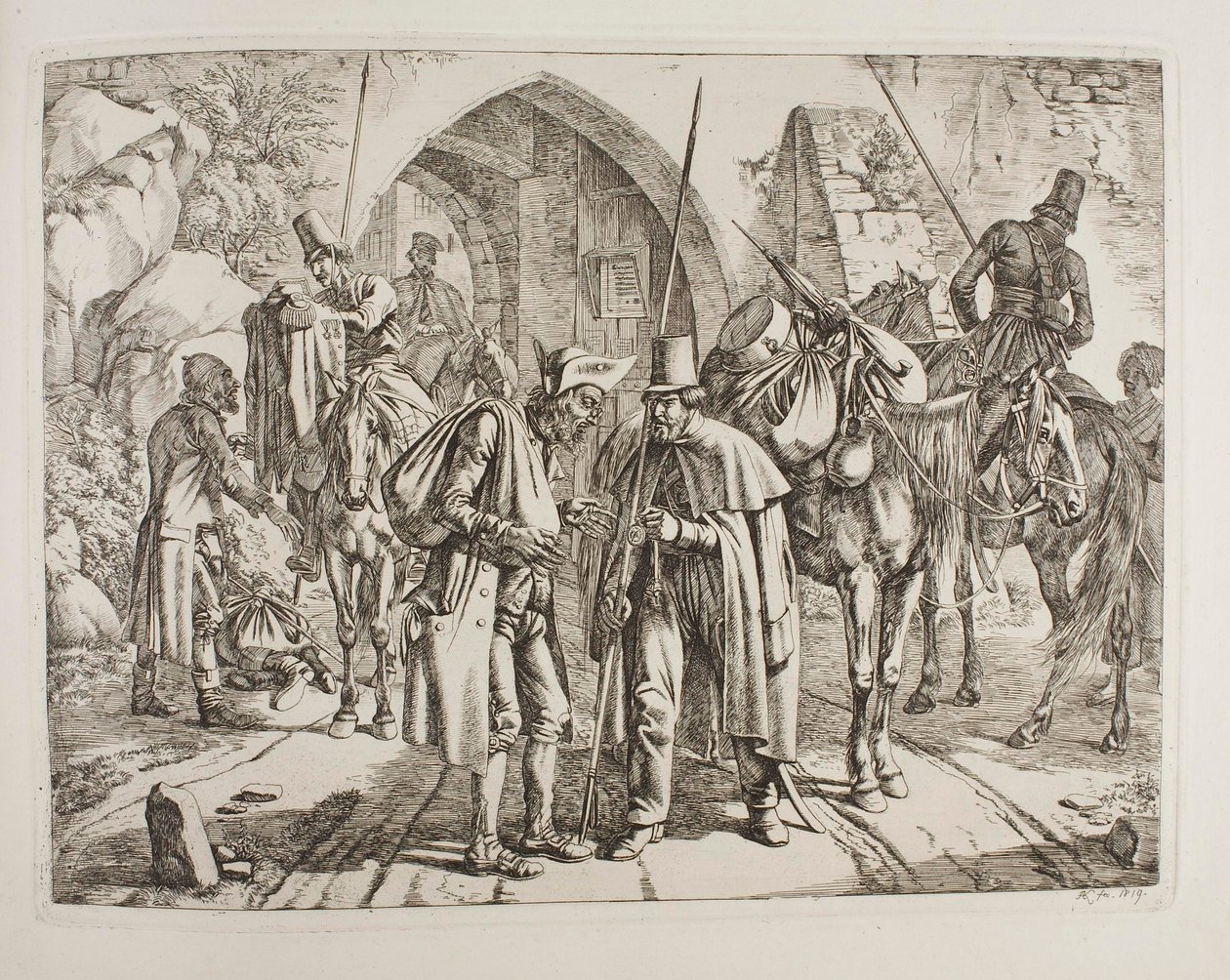 Des Cosaques vendent des biens volés à de petits commerçants juifs - Johann Adam Klein