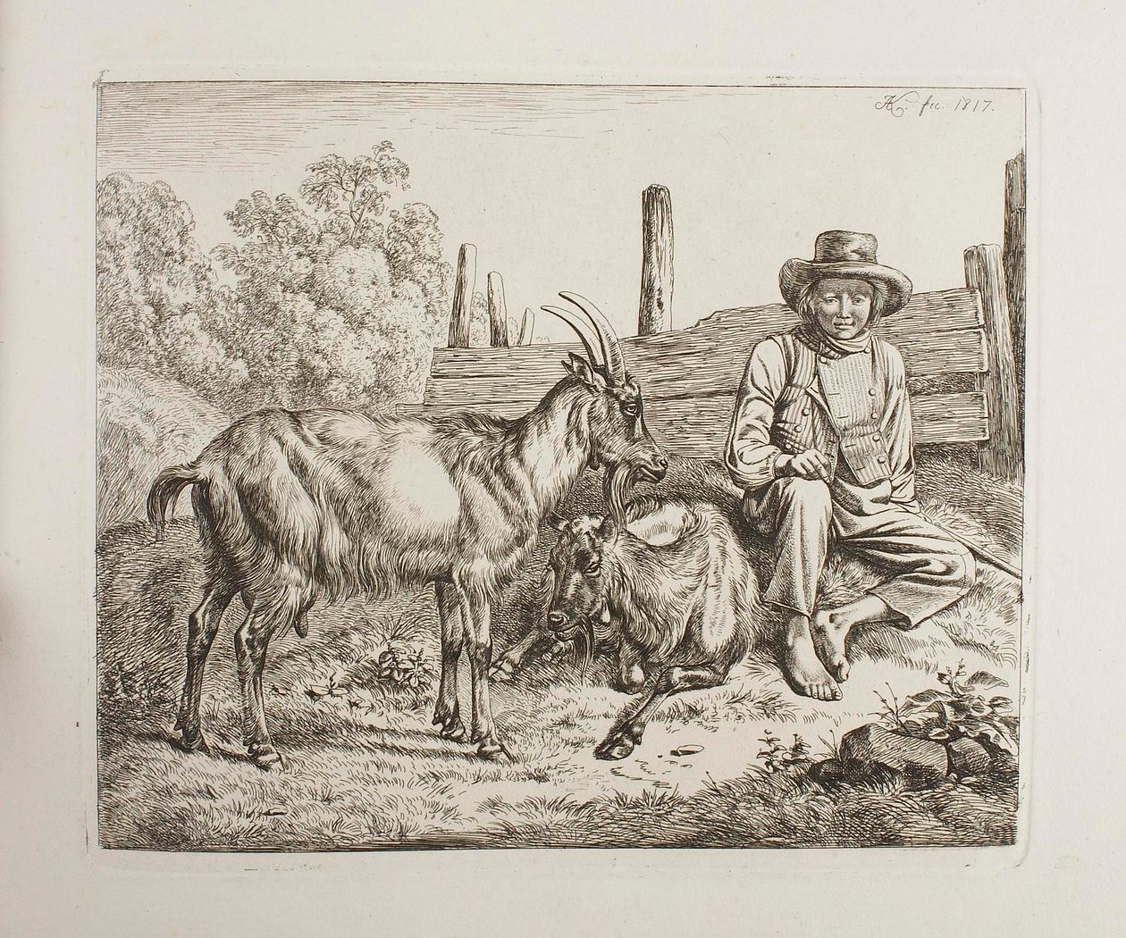 Un berger avec ses chèvres - Johann Adam Klein