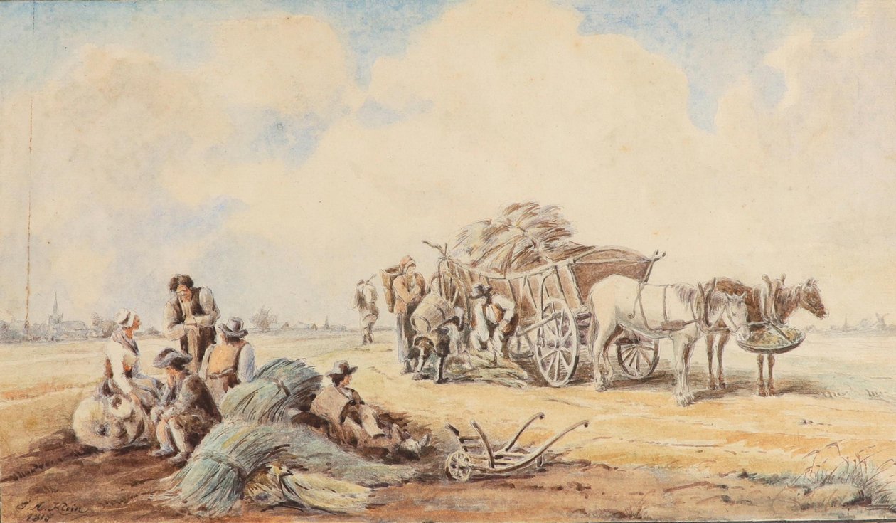 Johann Adam Klein Charrette à chevaux et ouvriers agricoles au repos - Johann Adam Klein