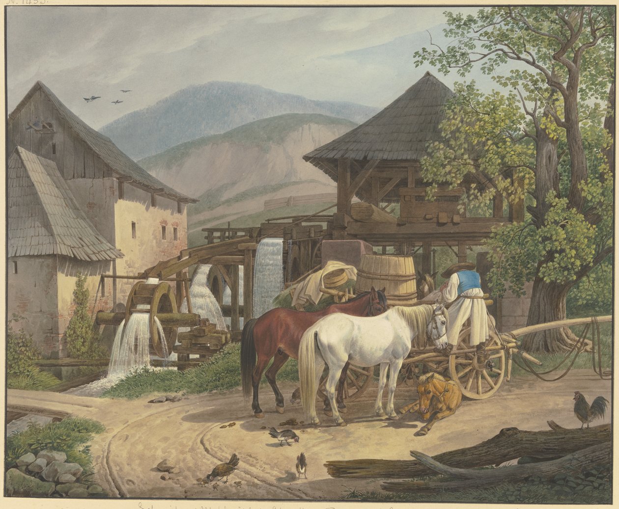 Moulin de coupe et de mouture dans la vallée de Stickelberg, près de Wiener Neustadt, à la frontière hongroise - Johann Adam Klein