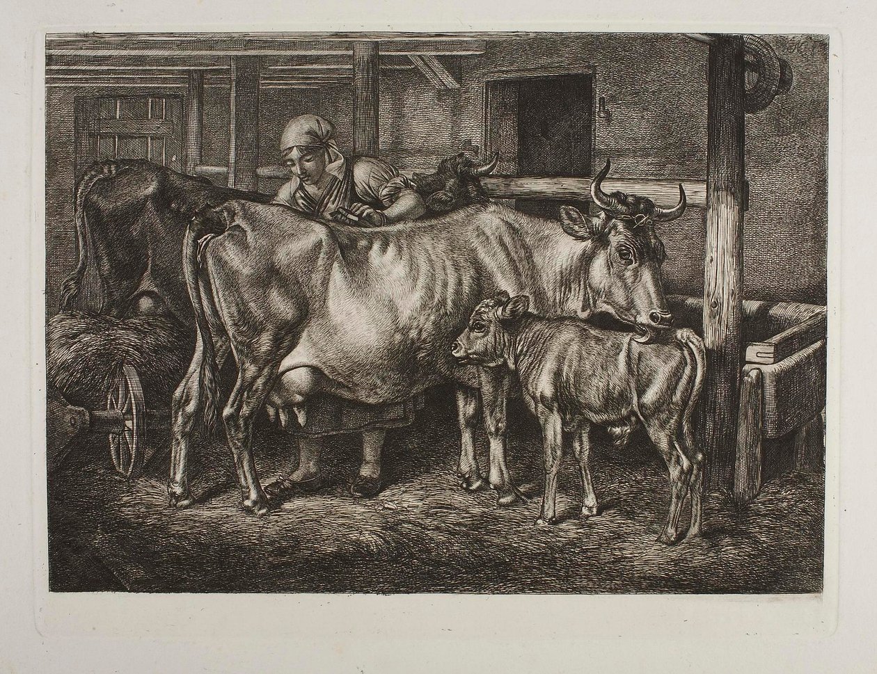 Les vaches pansées - Johann Adam Klein