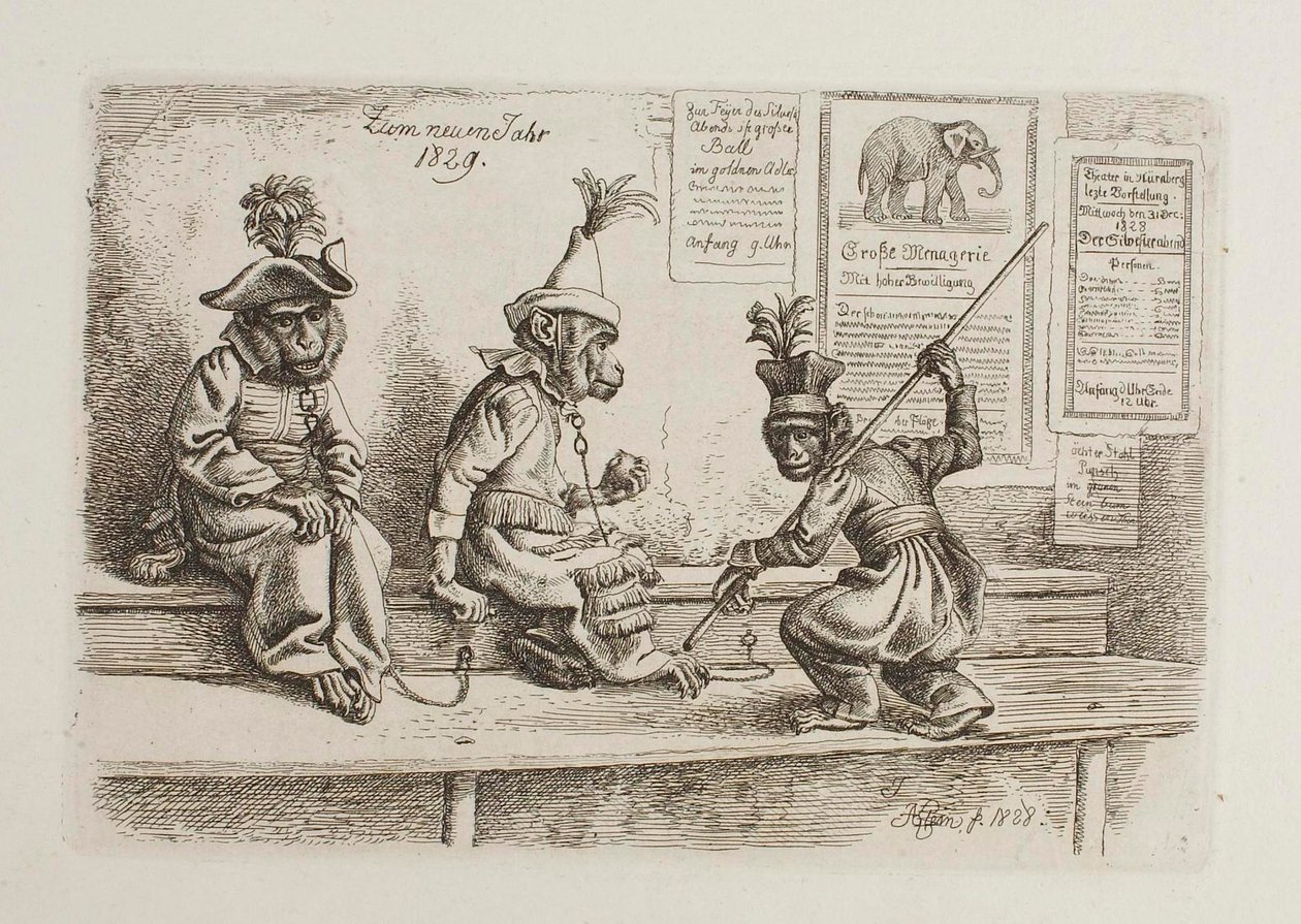 Pour le Nouvel An 1829. Singes - Johann Adam Klein