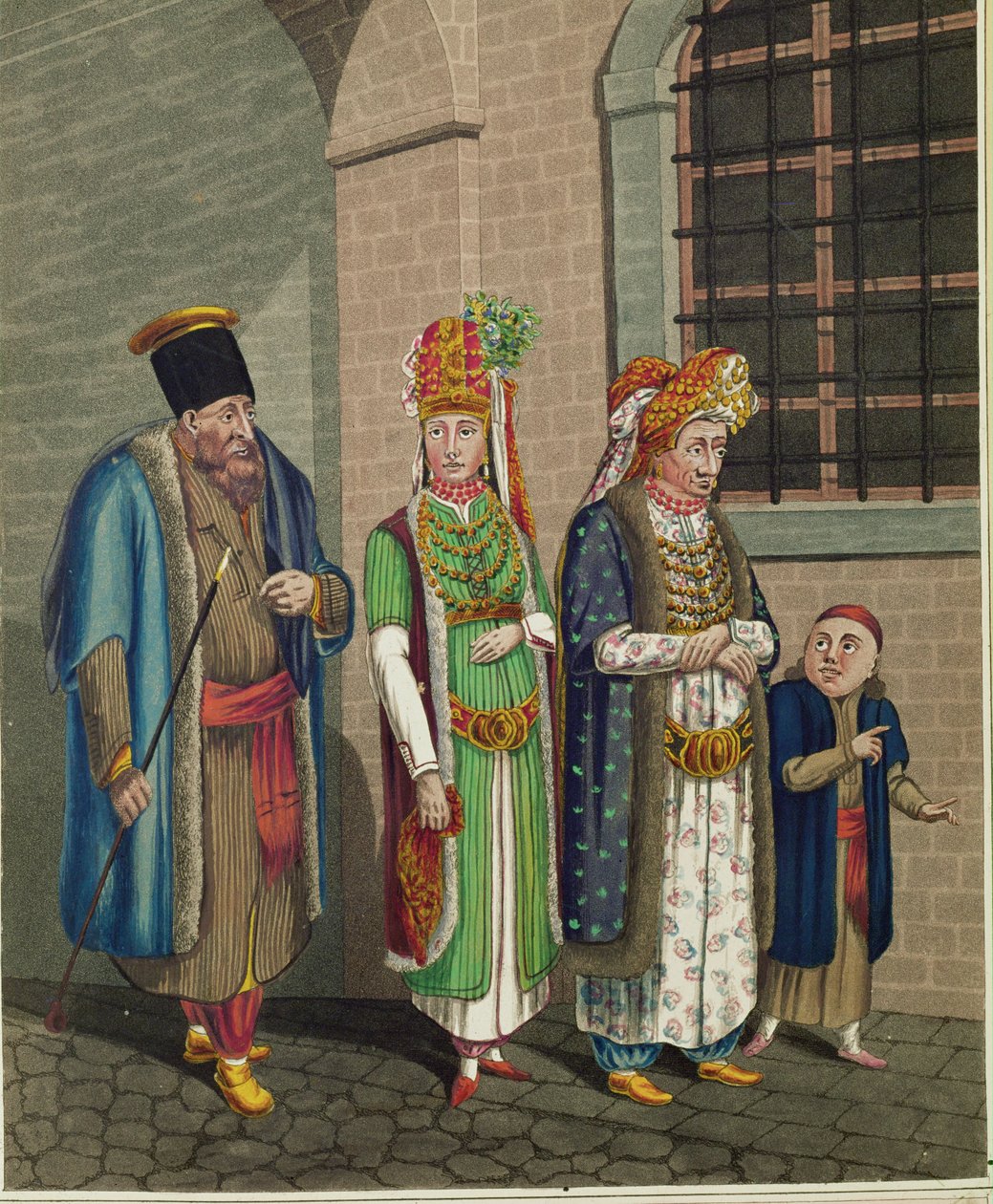 Une famille de juifs turcs, portant leurs costumes typiques ... - Johann Adolph Opitz