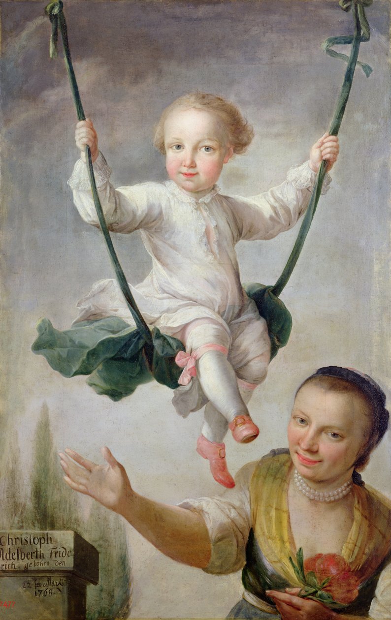 Christoph Adalbert Friedrich von Stein sur une balançoire, 1768 - Johann Andreas Herrlein