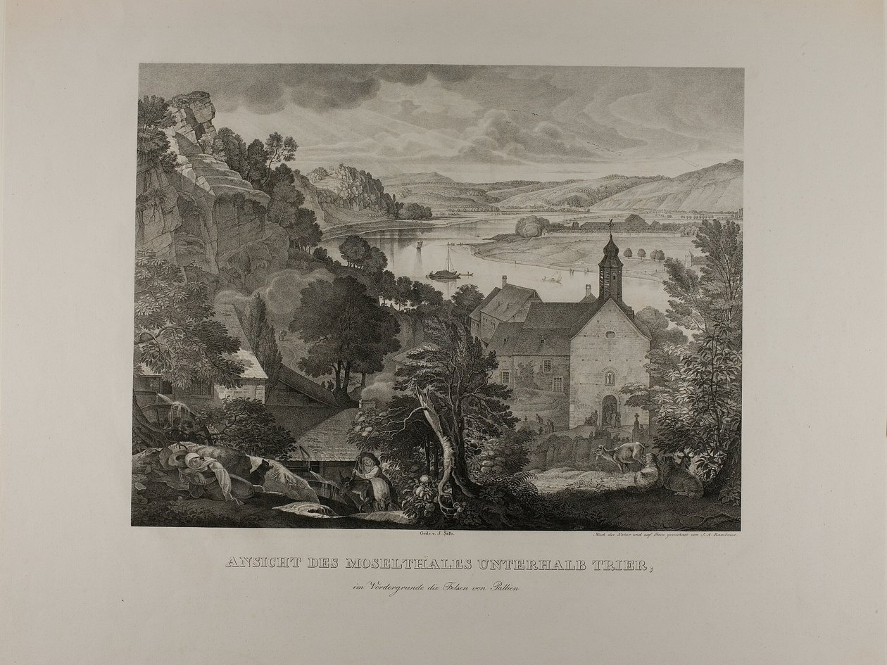 Vue de la vallée de la Moselle en aval de Trèves avec les rochers de Pallien au premier plan - Johann Anton Alban Ramboux