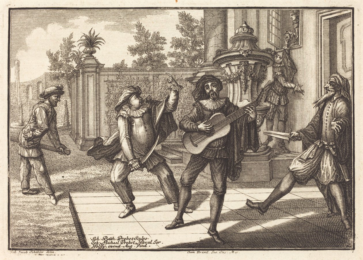 Scaramouche distrait Pantalon - Johann Balthasar Probst after Johann Jacob Schübler