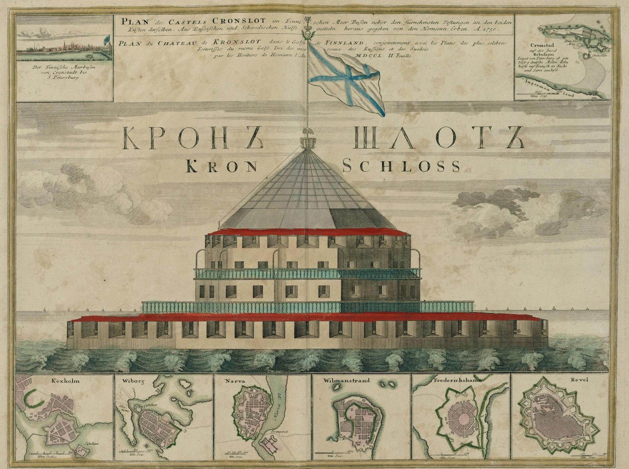 Plan de la forteresse de Kronstadt, 1750 - Johann Baptista Homann
