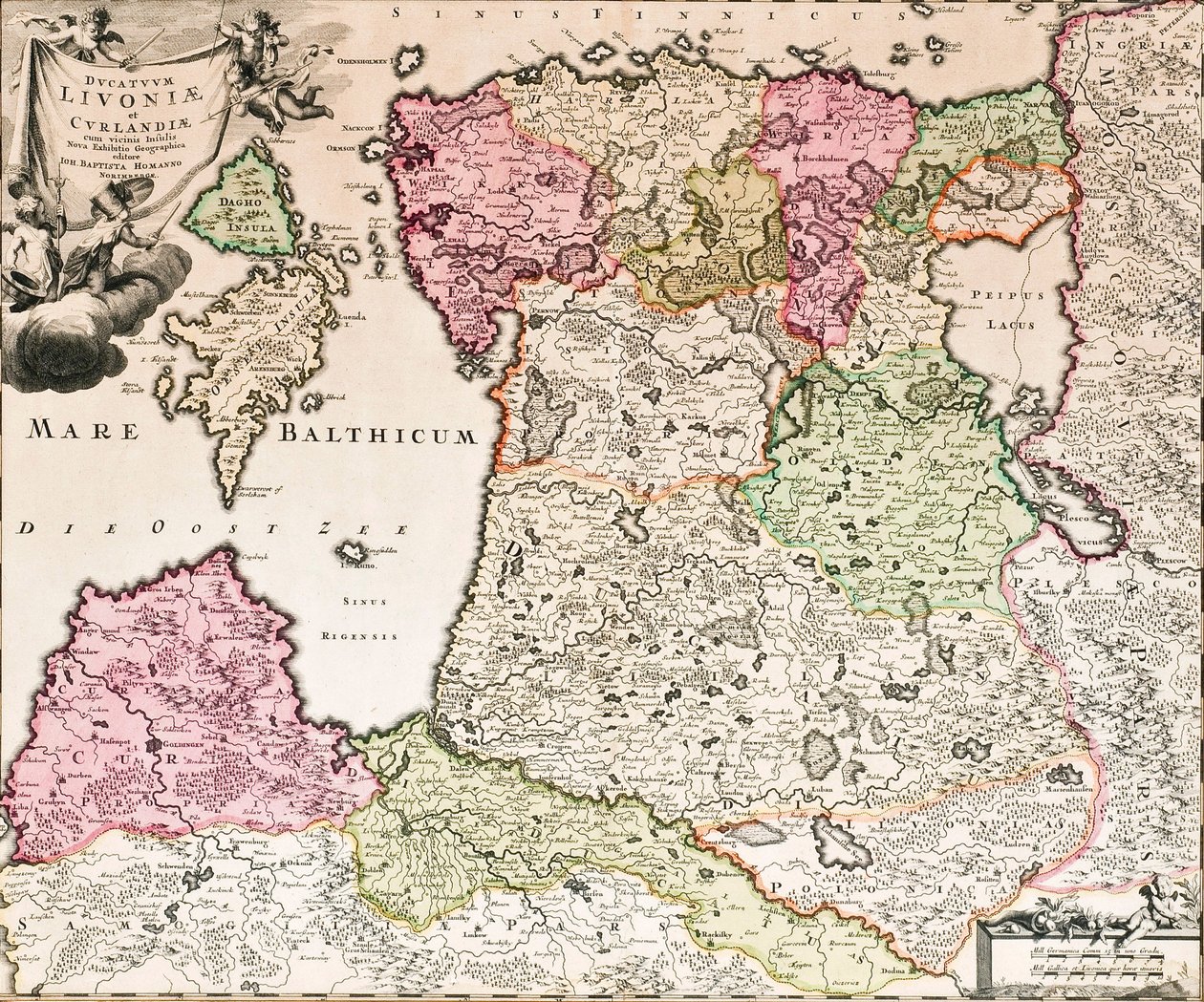La mer Baltique de : Baltikum Ducatuum Livoniae et Curlandiae cum vicinis Insulis Nova Exhibitio Geographica, vers 1720 - Johann Baptista Homann