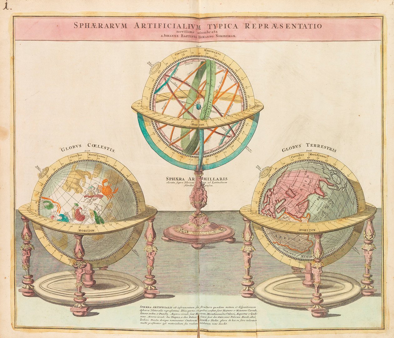 Les globes du Grand Atlas du monde entier, 1725 - Johann Baptista Homann