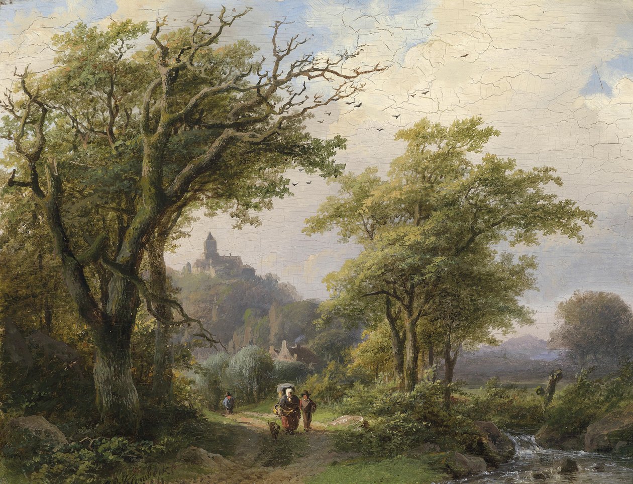Promeneur au bord du ruisseau - Johann Bernhard Klombeck