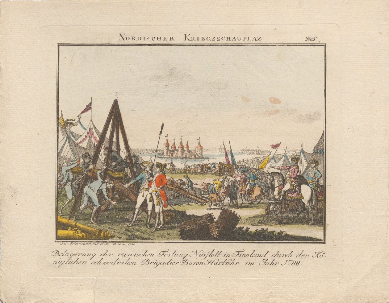 Siège de la forteresse russe Nyslott en Finlande, 1788 - Johann Caspar Weinrauch