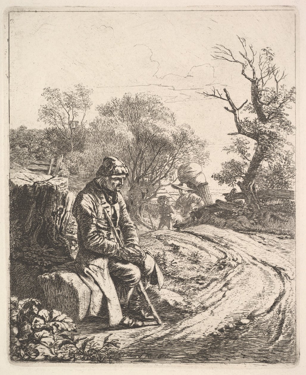 Un vieil homme assis au bord de la route, 1818 - Johann Christian Erhard
