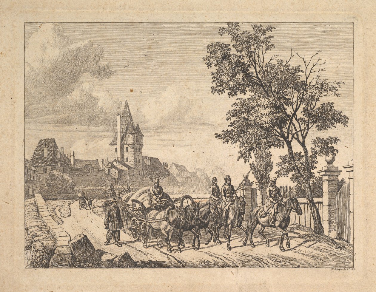 Les Cosaques escortant le chariot de bagages, 1816 - Johann Christian Erhard