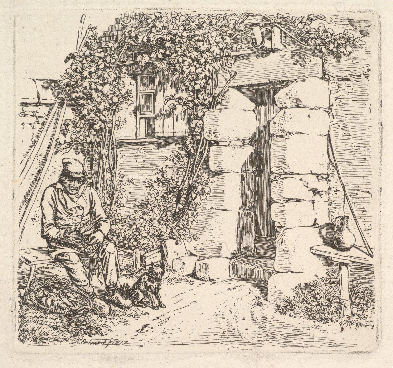 Le vieil homme et son chien poméranien, 1817 - Johann Christian Erhard