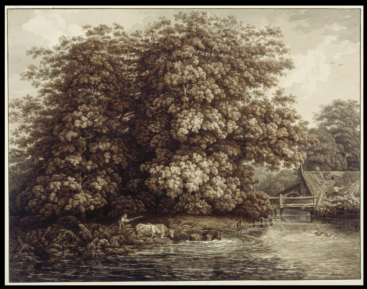 Le moulin près des grands chênes - Johann Christian Reinhart