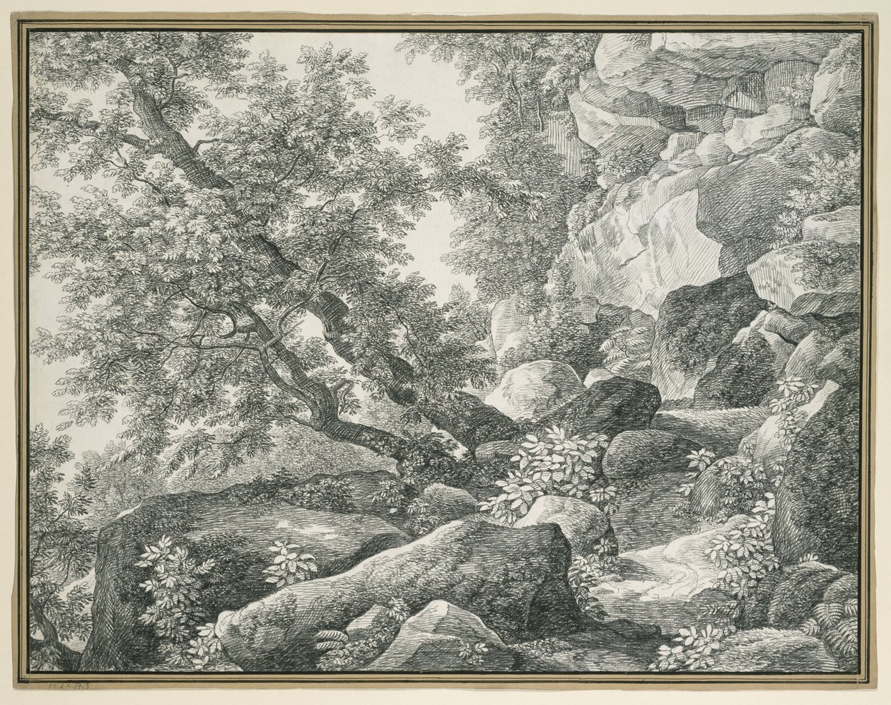 Paysage rocheux avec arbres - Johann Christian Reinhart