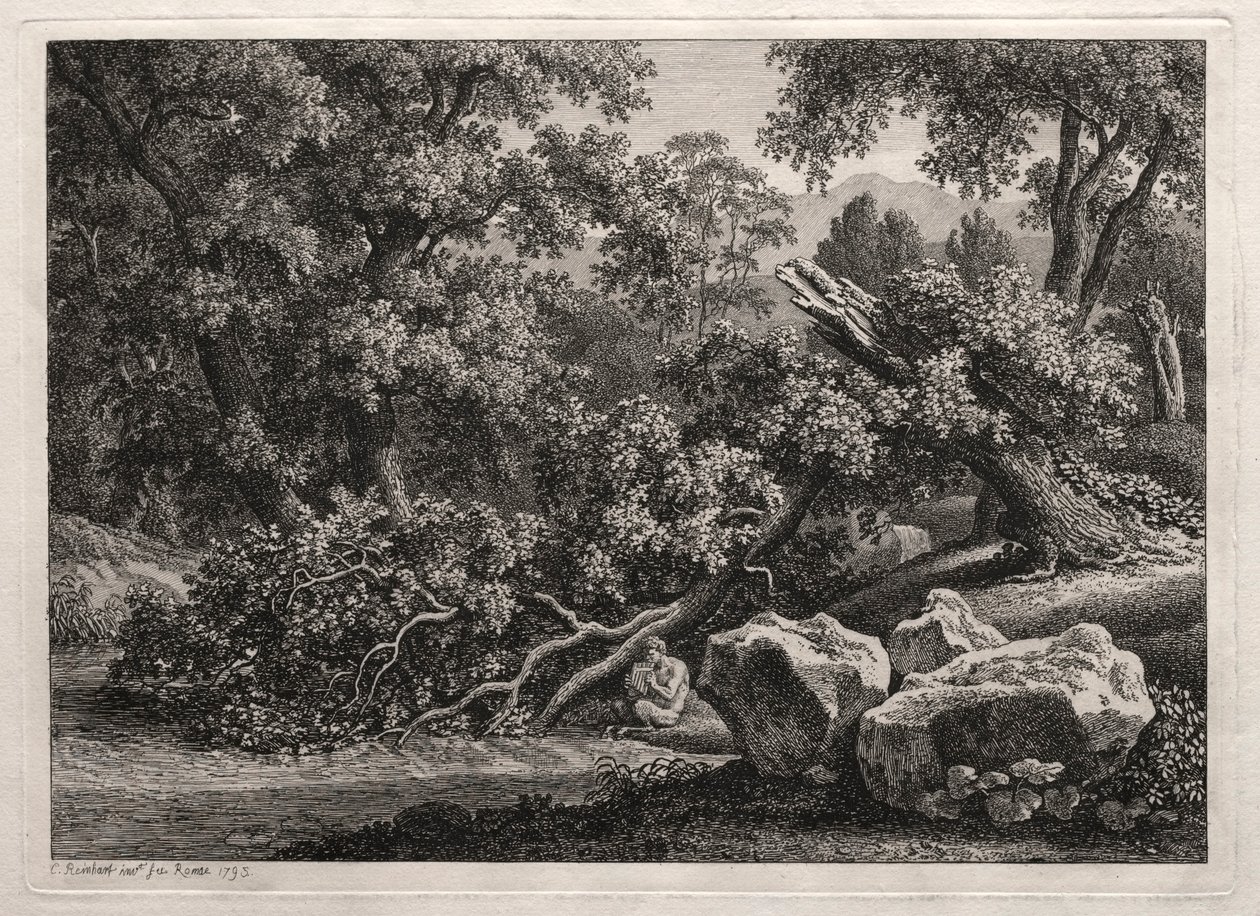 Paysage héroïque : Le satyre jouant de la flûte - Johann Christian Reinhart