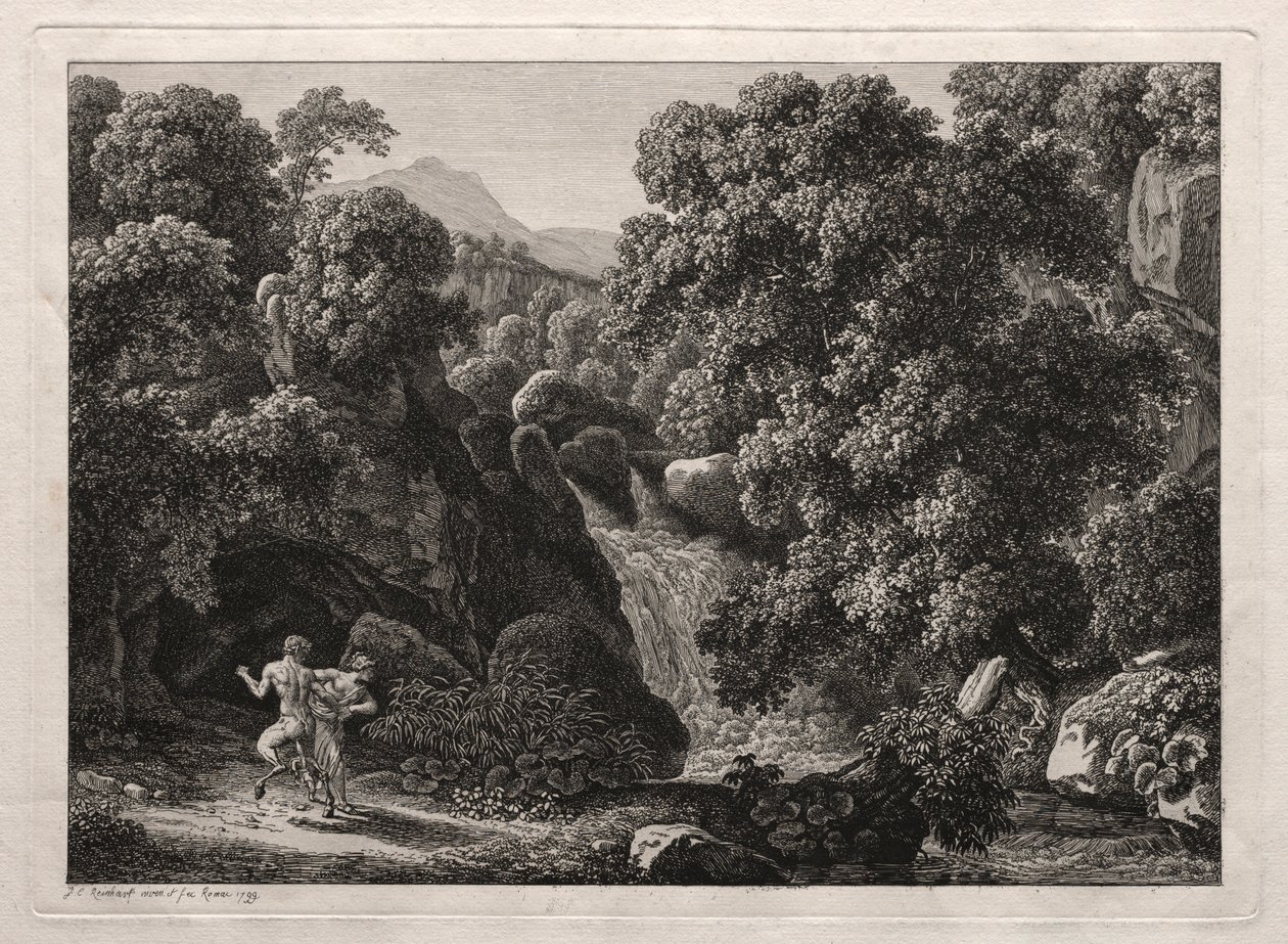 Paysage héroïque : Le satyre et la nymphe - Johann Christian Reinhart