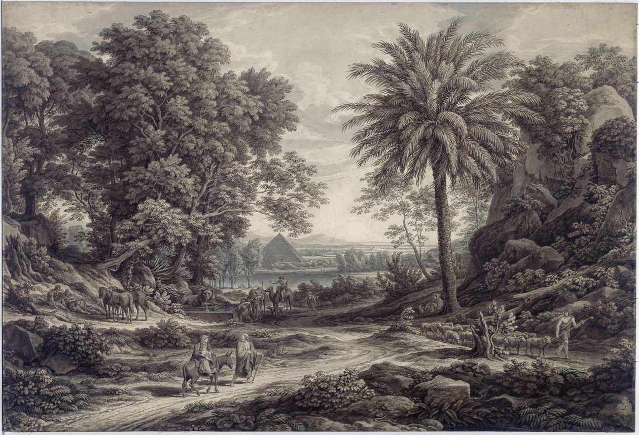 Un paysage idyllique avec la fuite en Égypte - Johann Christian Reinhart
