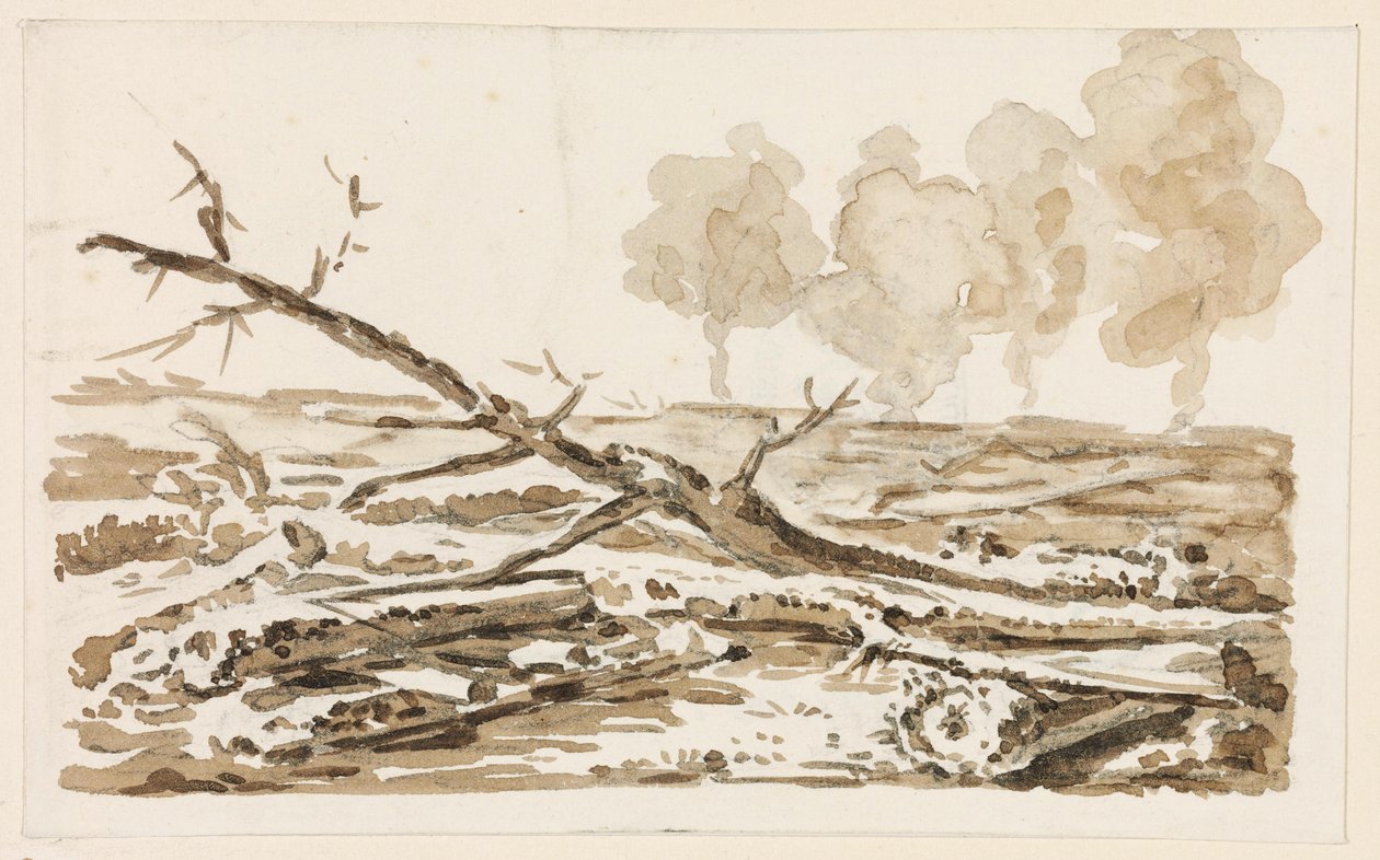 Esquisse de paysage avec bosquet au sol - Johann Christian Reinhart