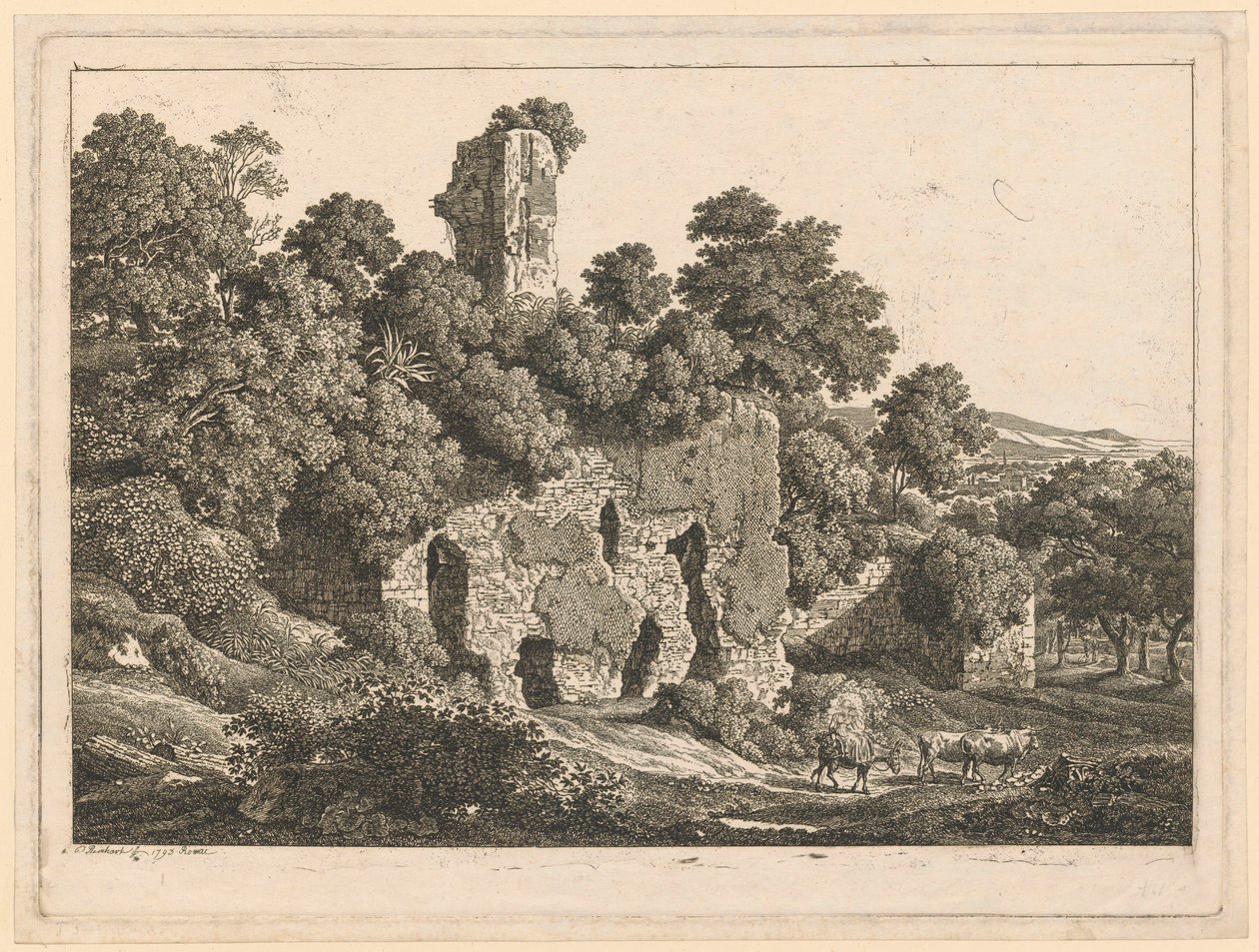 Paysage - Ruines de la villa de Ventidio Basso à Tivoli - Johann Christian Reinhart