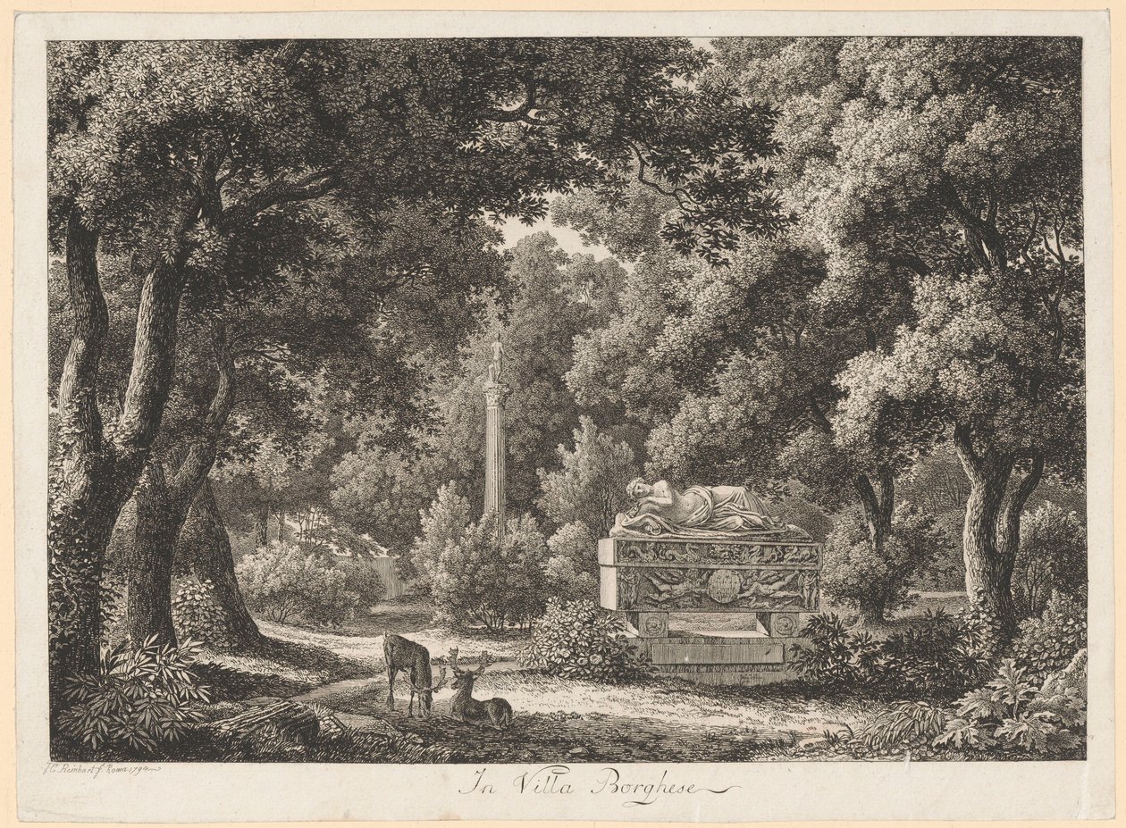 Dans les jardins de la villa Borghese - Johann Christian Reinhart