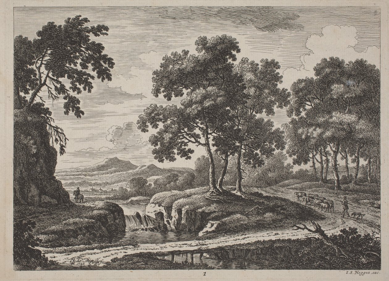 Paysages fluviaux panoramiques avec des voyageurs, 1734 - Johann Christoph Dietzsch