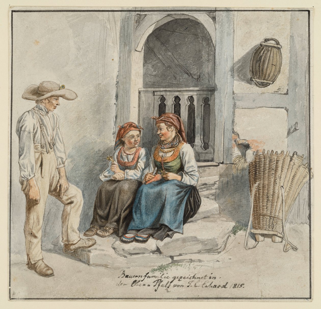 Famille paysanne devant la maison - Johann Christoph Erhard